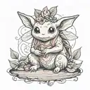 korok looing at fairy sitting tattoo design idea