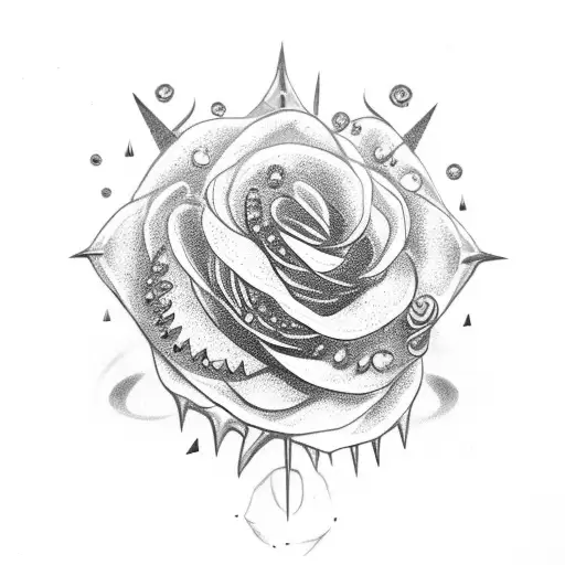 Dagger with spiked rose wrapped around tattoo design idea