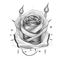Dagger with spiked rose wrapped around tattoo design idea