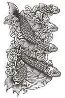 japanese waves and koi fish tattoo design idea