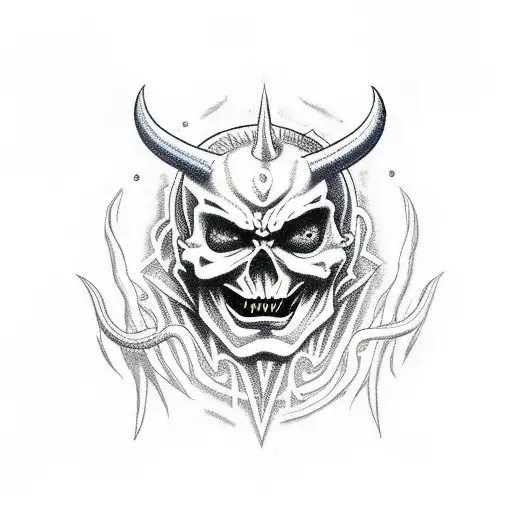 666 with 18 demon tattoo design idea