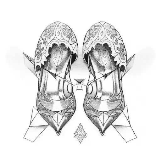 Design a tattoo as an expert tattooist with heels, peach, June 2023 and a wine glass tattoo design idea