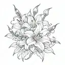 tiger lily flower entwined with barbed wire in gothic style tattoo design idea