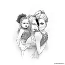 mom with 3 daughter tattoo design idea