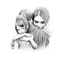 mom with 3 daughter tattoo design idea