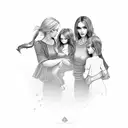 mom with 3 daughter tattoo design idea