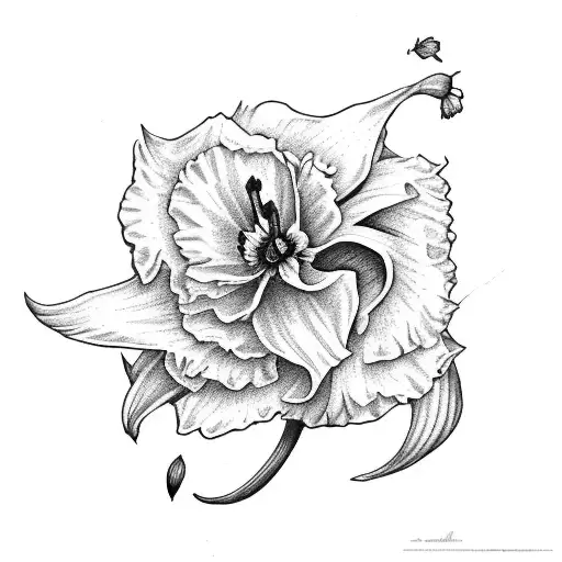 moon carnation daffodil poppy rose tattoo design idea