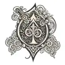 black spade with Q in it  tattoo design idea