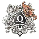 black spade with Q in it  tattoo design idea