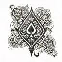 black spade with Q in it  tattoo design idea