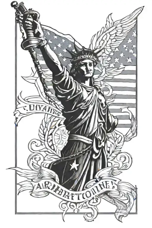 thin blue line, army, liberty, constitution, police tattoo design idea