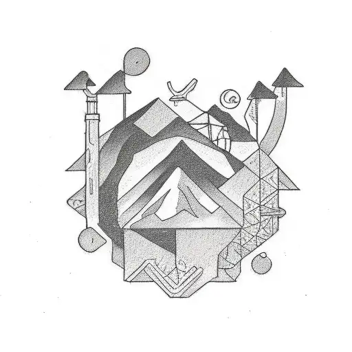 create me a small outline tattoo that represents being alone and surviving by yourself but doesn't have a circle as part tattoo design idea