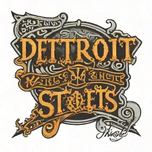 detroit streets,virgo sign and arabic words half sleeve tattoo design idea