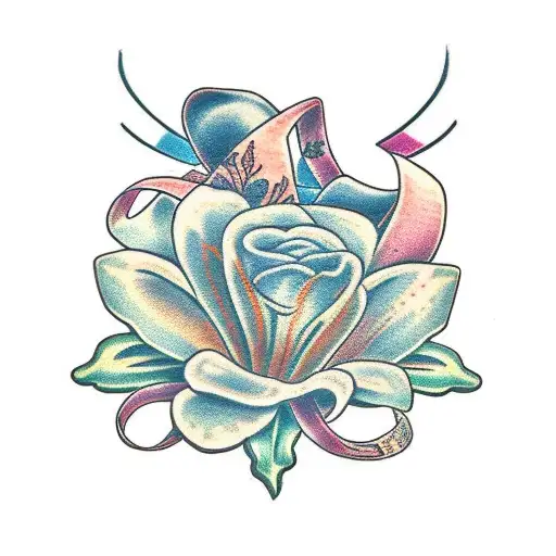 lily with ribbon  tattoo design idea