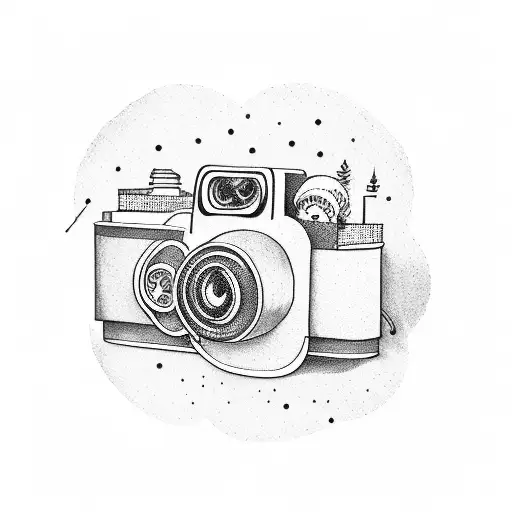photo camera tattoo design idea