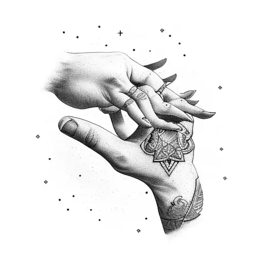 armired hand holding morning star tattoo design idea