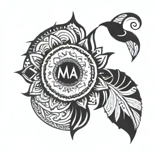A mandala design with hidden elements of 'maa' and 'baba' in Hindi script tattoo design idea