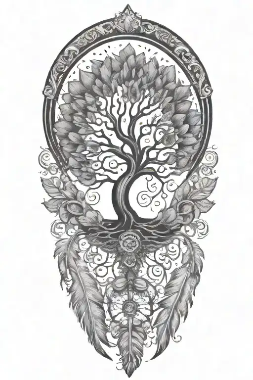 larger feathers falling tattoo design idea