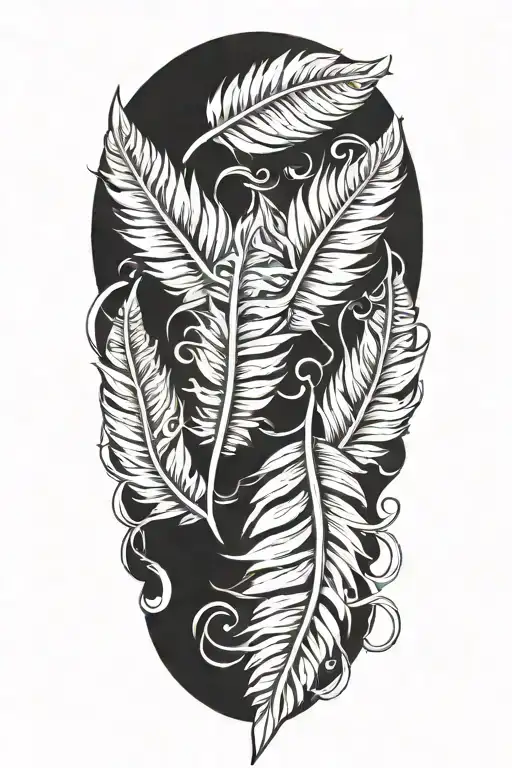 long feathers hanging upside down tattoo design idea