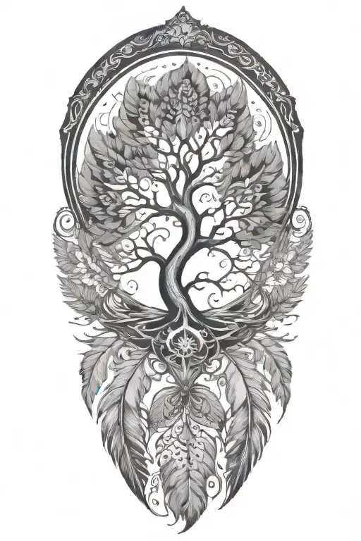 very large feathers falling tattoo design idea