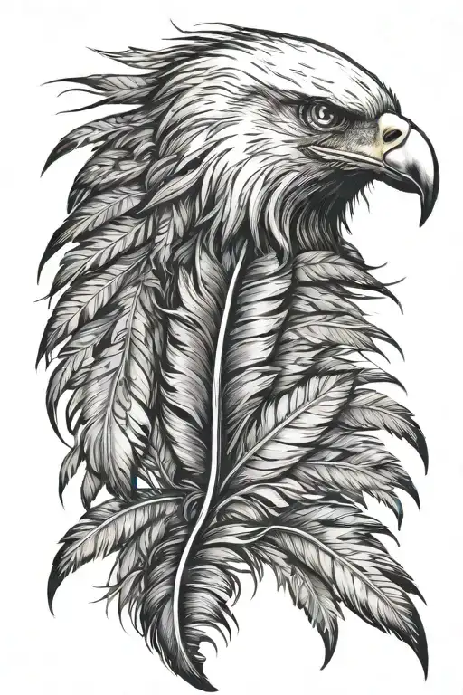 realistic solo  eagle feather without the eagle  tattoo design idea