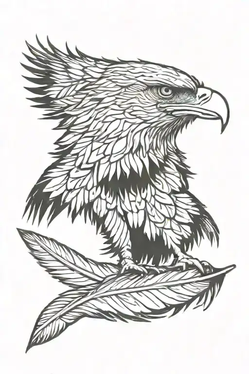 realistic solo  eagle feather tattoo design idea