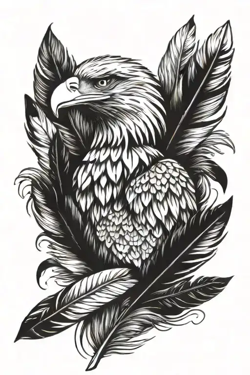 realistic eagle feather tattoo design idea