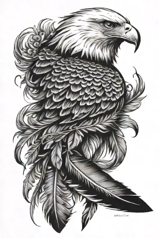 realistic solo  eagle feather tattoo design idea