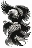 eagle feathers falling tattoo design idea