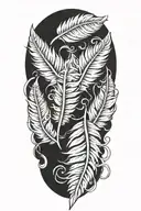 long feathers hanging upside down tattoo design idea