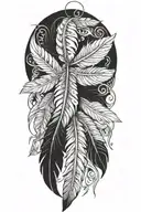 long feathers hanging upside down tattoo design idea