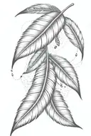 intricate compact  hanging  feather with small birds tattoo design idea