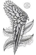 realistic solo  eagle feather tattoo design idea