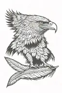 realistic solo  eagle feather tattoo design idea