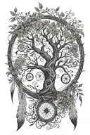 tree of life dream catcher entangled tattoo design idea
