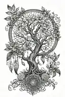 tree of life dream catcher entangled tattoo design idea