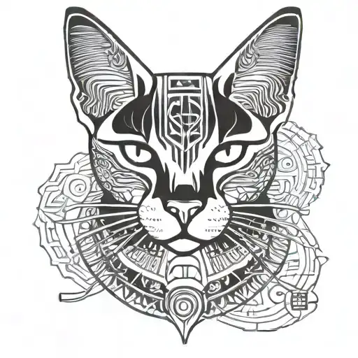 An Egyptian cat adorned with traditional hieroglyphics tattoo design idea
