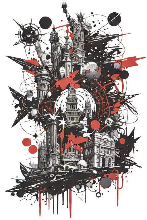 monuments of the world tattoo design idea