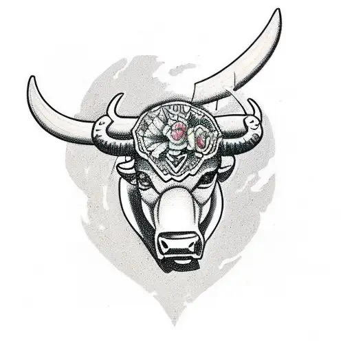 a maverick (bull) with a jade stone  tattoo design idea