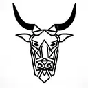 a maverick (bull) with a jade stone  tattoo design idea