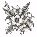 Roman numerals III•VIII-MMXXIV with daffodil flowers tattoo design idea