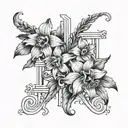 Roman numerals III•VIII-MMXXIV with daffodil flowers tattoo design idea