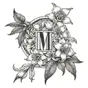 Roman numerals III•VIII-MMXXIV with daffodil flowers tattoo design idea