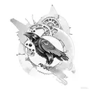 mechanical steampunk raven  tattoo design idea