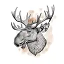 brown Moose head tattoo design idea