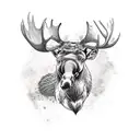 brown Moose head tattoo design idea