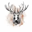brown Moose head tattoo design idea