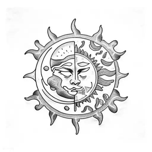 Sun and Moon tattoo design idea