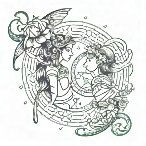 aquarius virgo Sagittarius zodiac signs tattoo design idea