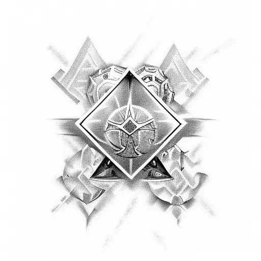 christian cross, ace of diamonds, lionel messi tattoo design idea